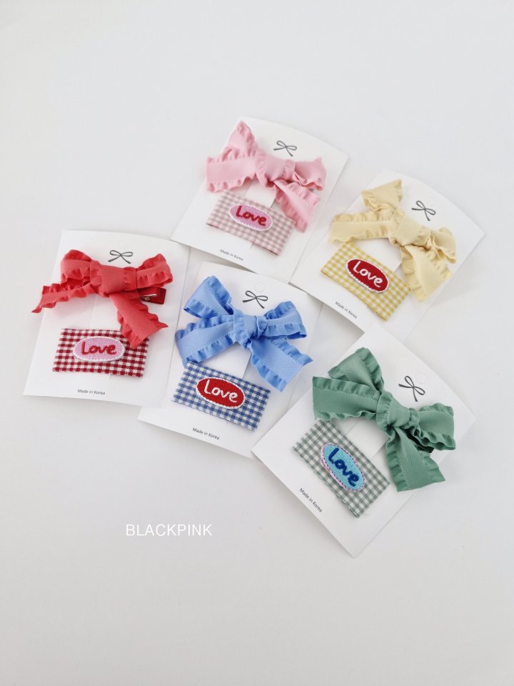 Black Pink - Korean Children Fashion - #todddlerfashion - Love Ribbon Set - 3