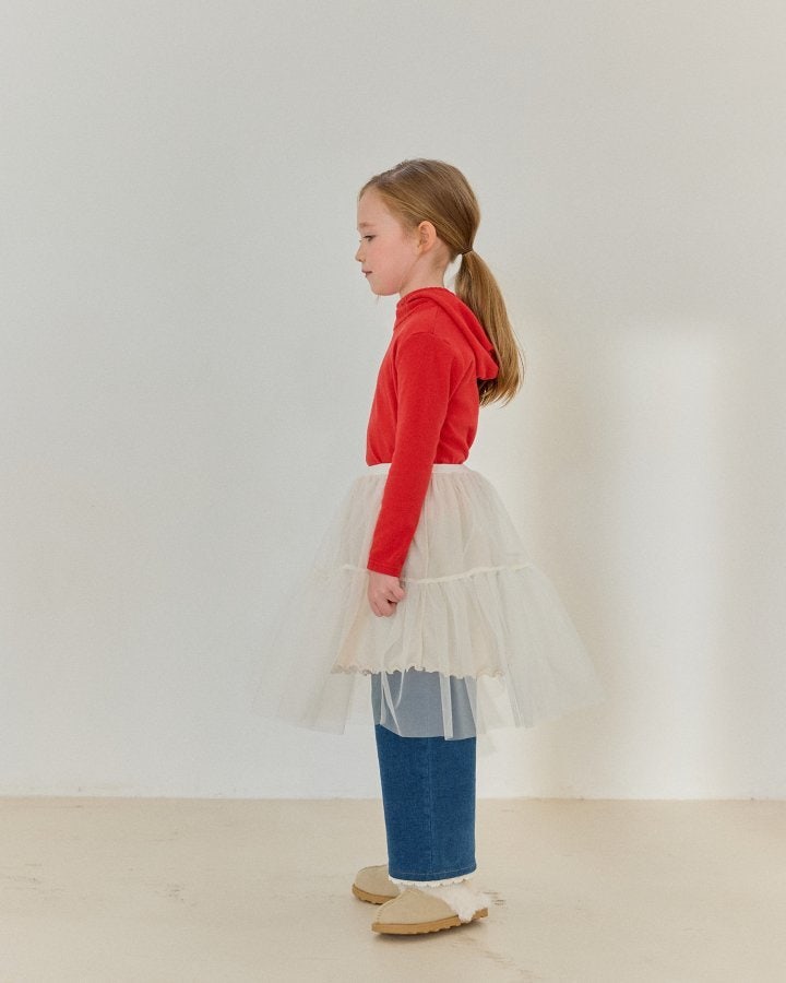 Bonaloi - Korean Children Fashion - #childofig - Peach Lace Denim Pants - 8