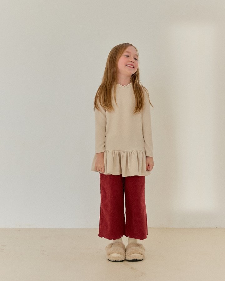 Bonaloi - Korean Children Fashion - #childofig - Corduroy Scallop Pants - 4