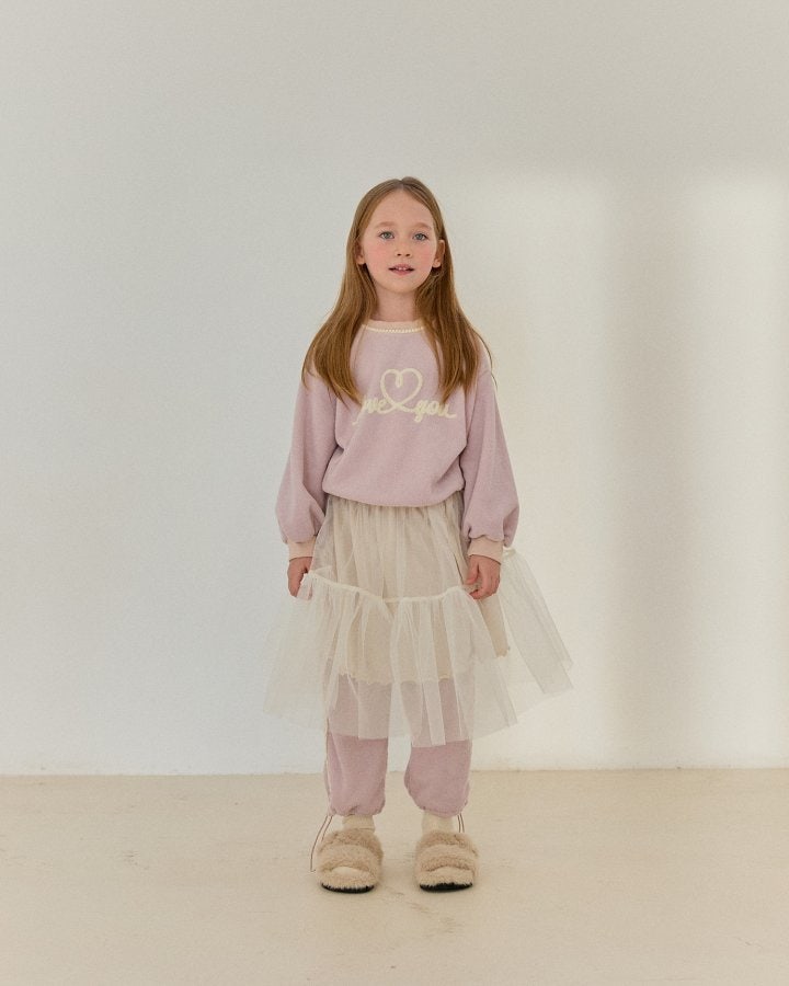 Bonaloi - Korean Children Fashion - #kidsshorts - Love Boucle Embroidery Sweatshirts - 8