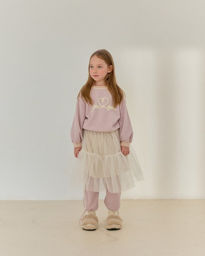 Bonaloi - Korean Children Fashion - #kidsstore - Love Boucle Embroidery Sweatshirts - 9