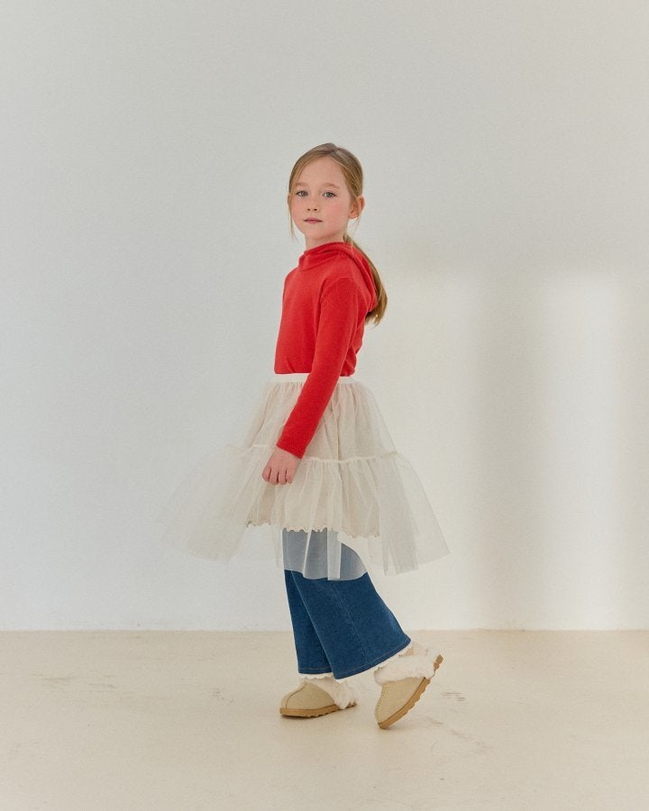 Bonaloi - Korean Children Fashion - #littlefashionista - Peach Lace Denim Pants - 4