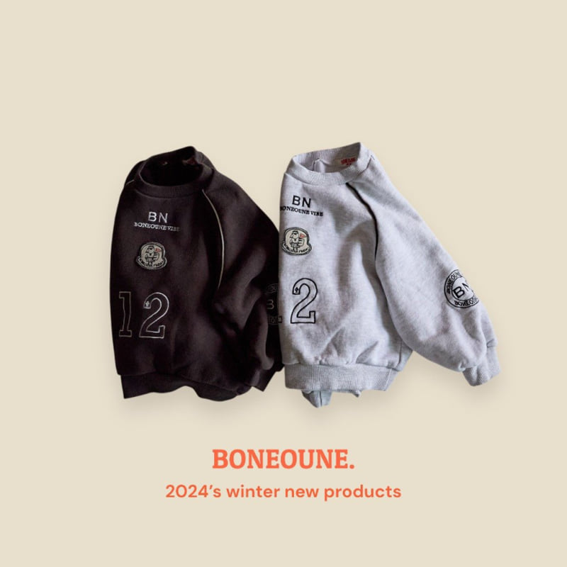 Boneoune - Korean Children Fashion - #kidzfashiontrend - Wappen Embroidered Sweatshirt