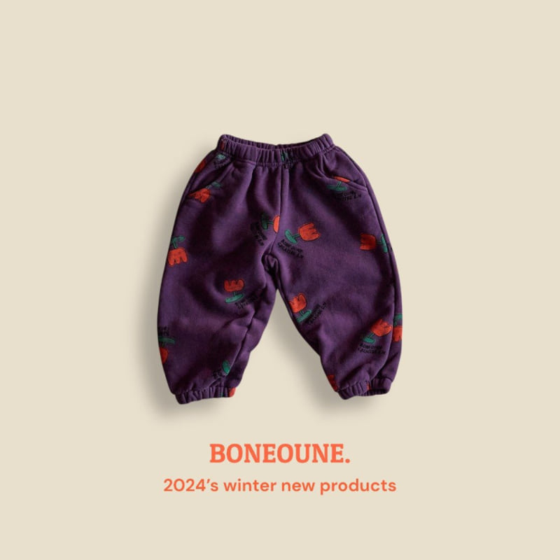 Boneoune - Korean Children Fashion - #minifashionista - Cree Flower Fleece Jogger Pants - 3