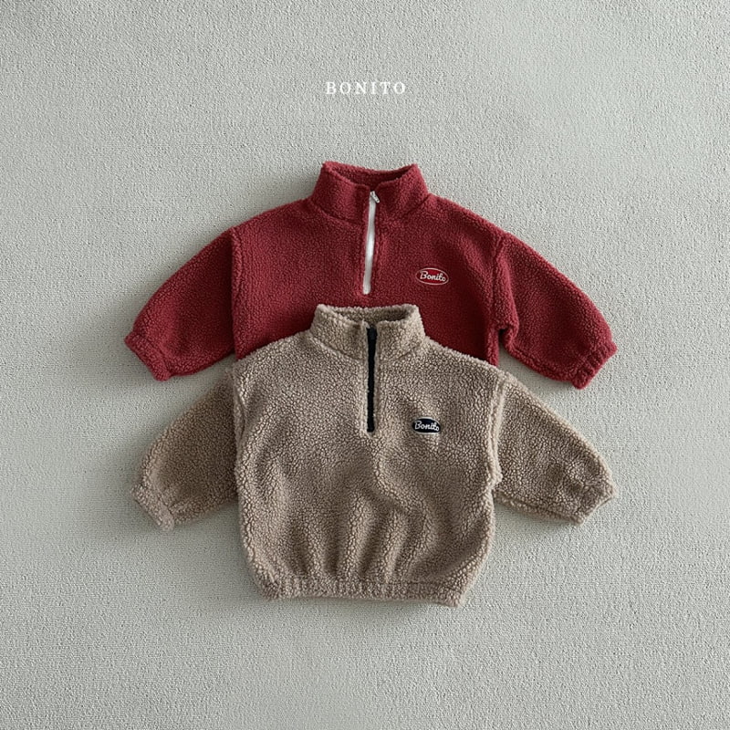 Bonito - Korean Baby Fashion - #babywear - Soft Dumble Half Zip-up Top