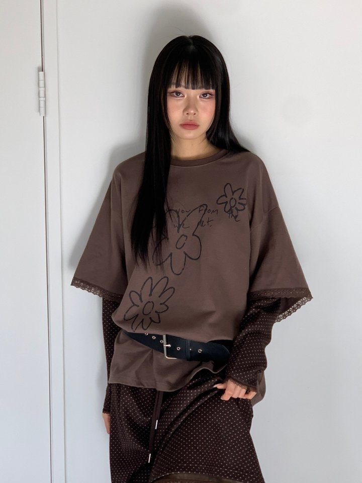 Bricklane - Korean Women Fashion - #momslook - Dot Layered Tee - 5