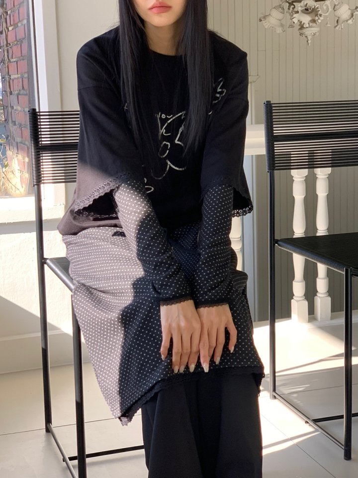 Bricklane - Korean Women Fashion - #momslook - Dot Layered Tee - 7
