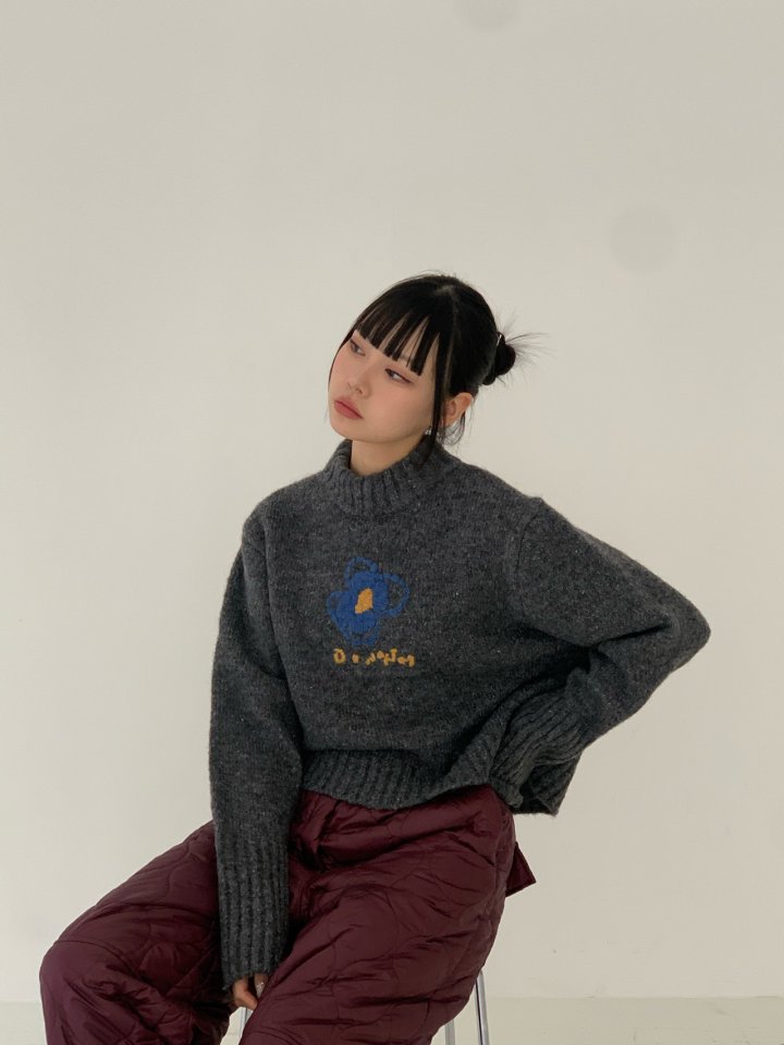 Bricklane - Korean Women Fashion - #womensfashion - Flower Crop Knit - 4