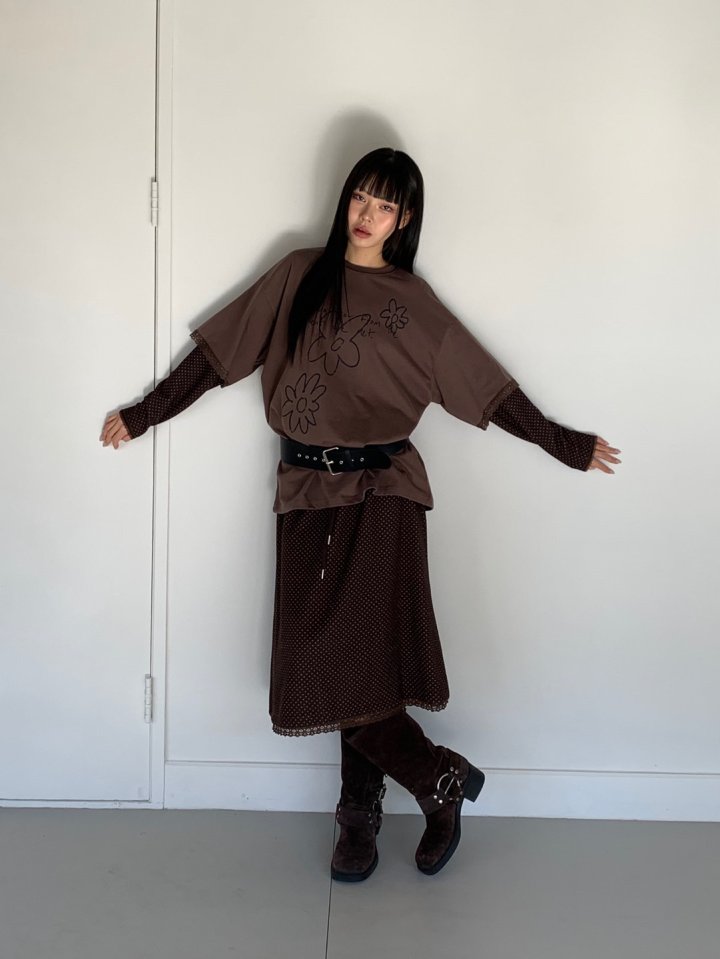 Bricklane - Korean Women Fashion - #momslook - Dot Layered Tee - 4