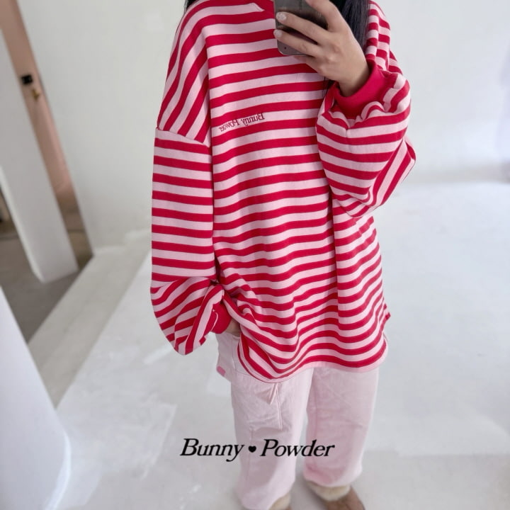 Bunny Powder - Korean Children Fashion - #todddlerfashion - Striped Loose Fit Tee With Mom - 8