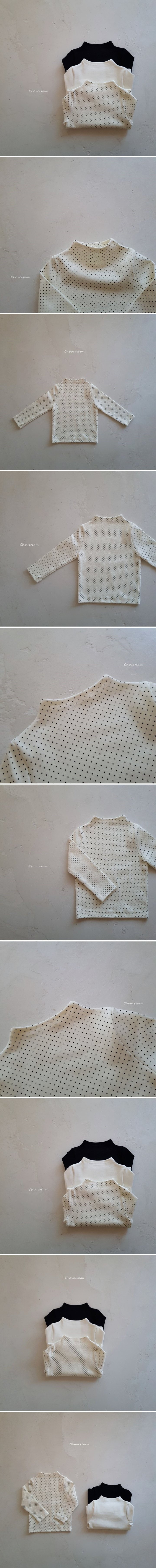 Choucream - Korean Baby Fashion - #babyclothing - Bebe Half Neck Dot Tee - 2