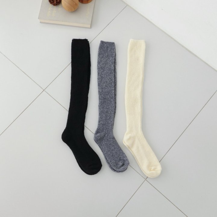Eeiitt - Korean Women Fashion - #momslook - Wool Buckle Rib Knee Socks - 10