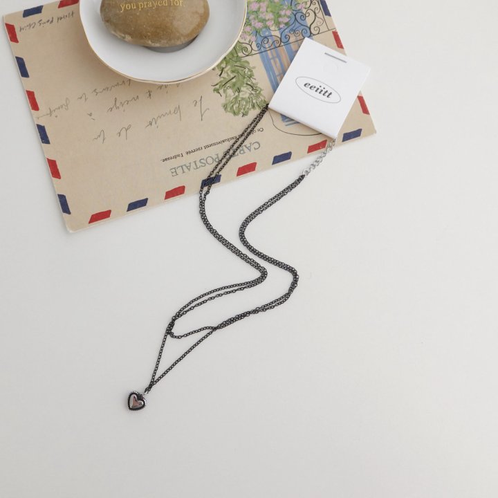 Eeiitt - Korean Women Fashion - #momslook - Double Mamba Heart Necklace - 7