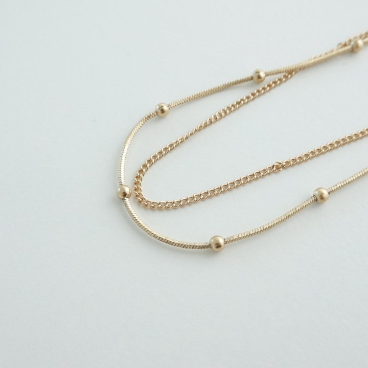 Eeiitt - Korean Women Fashion - #momslook - Layered Mini Ball Double Necklace - 5