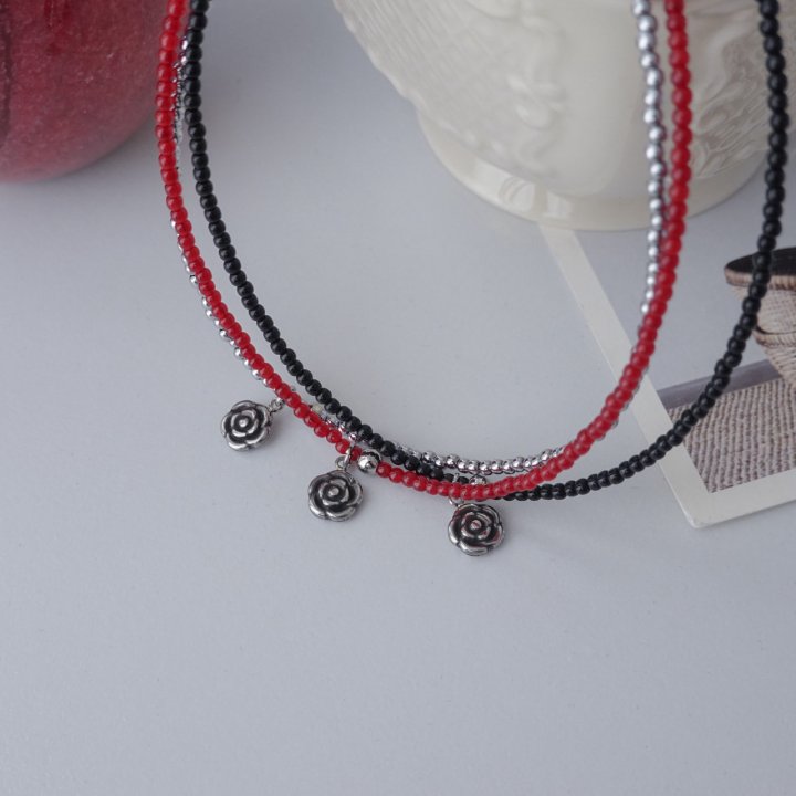 Eeiitt - Korean Women Fashion - #womensfashion - Mini Rose Surgical Beads Necklace - 2