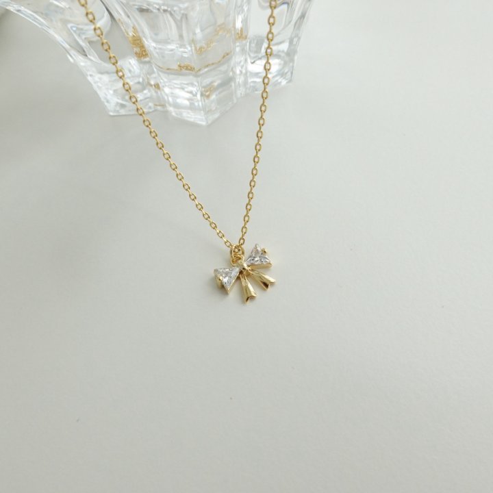 Eeiitt - Korean Women Fashion - #momslook - Mini Cute Butterfly Ribbon Necklace - 4