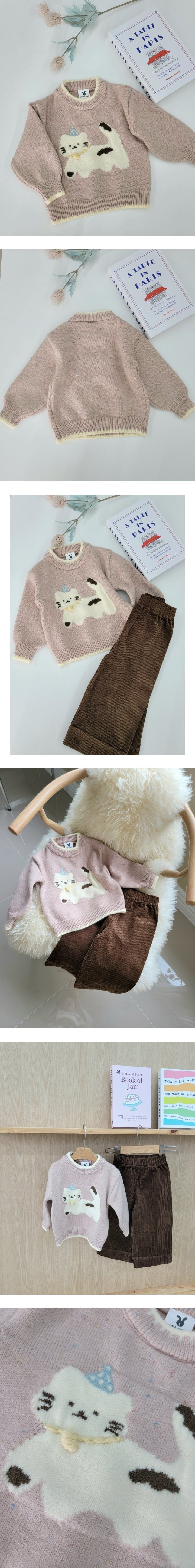 Hanacoco - Korean Children Fashion - #toddlerclothing - Cat Knit Sweater