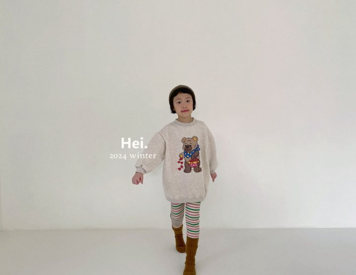 Hei - Korean Baby Fashion - #babylifestyle - Heart Bear Long Tee - 4