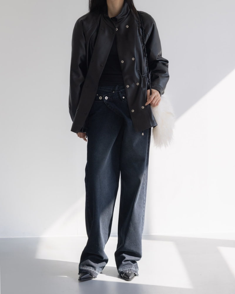 Inssense - Korean Women Fashion - #womensfashion - Unbalance Wrap Wide Denim Pants - 4