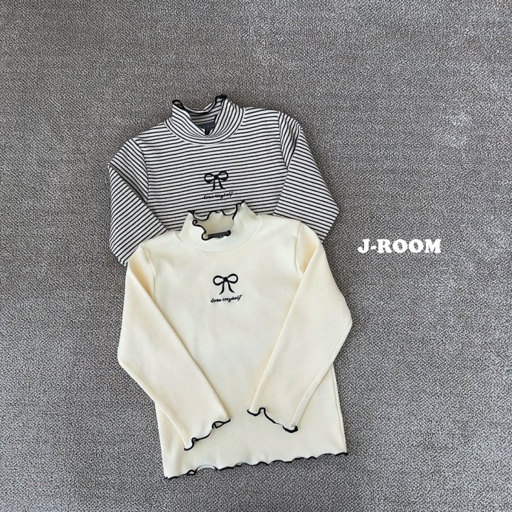 J-Room - Korean Children Fashion - #kidsshorts - Peach Wave Turtleneck Tee - 3