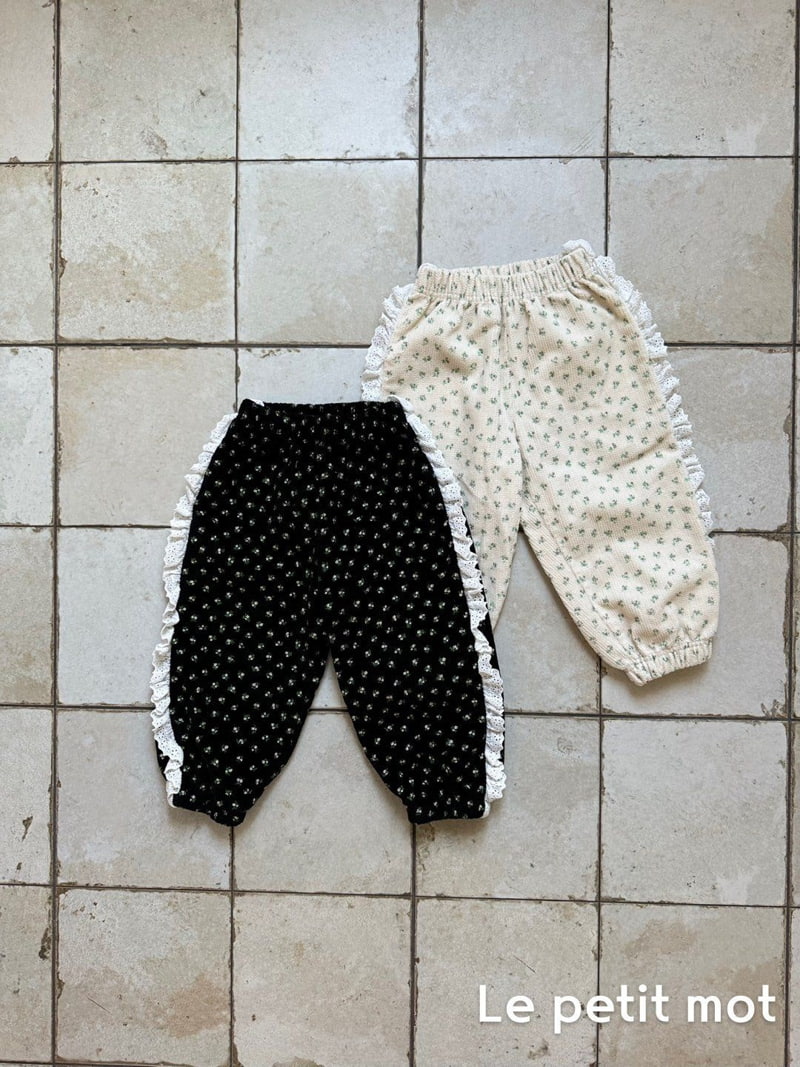 Le petitmot - Korean Children Fashion - #designkidswear - Flower Waffle Lace Pants