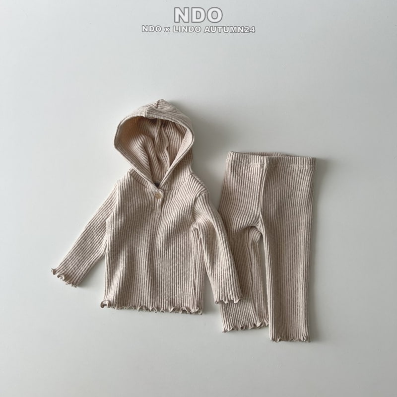 Lindo - Korean Baby Fashion - #babyoutfit - Rib Hoody Set - 4