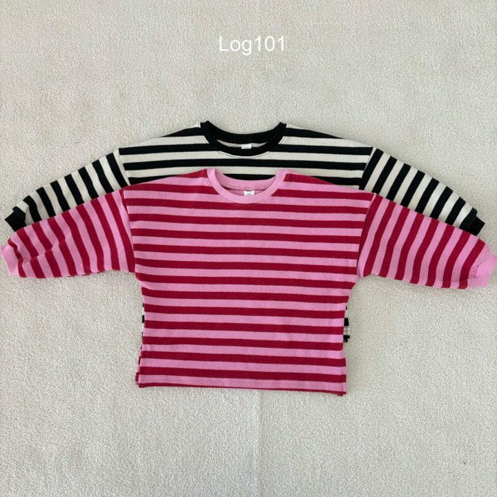 Log101 - Korean Children Fashion - #prettylittlegirls - Stripe Loose Fit Tee - 12