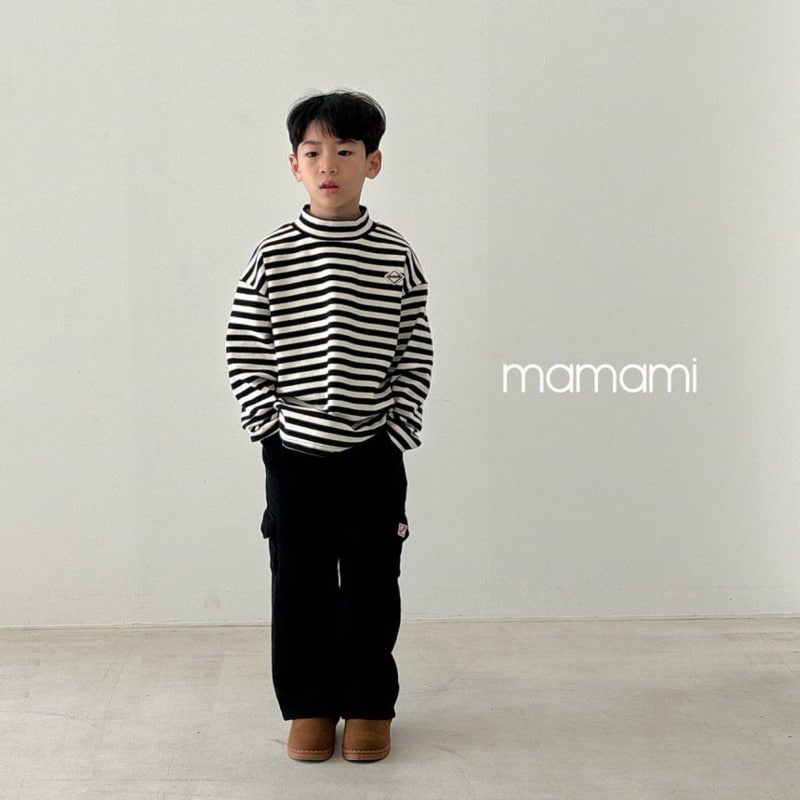 Mamami - Korean Children Fashion - #discoveringself - Hug Stripe Turtleneck Tee - 3