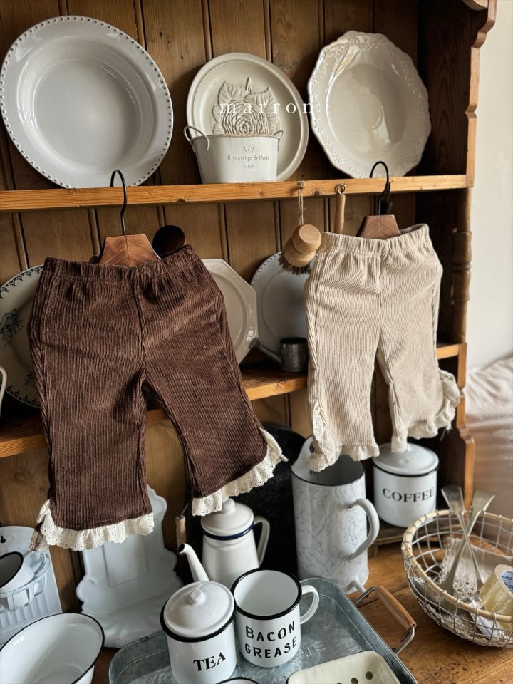 Marron - Korean Baby Fashion - #onlinebabyshop - Lace Span Pants - 2