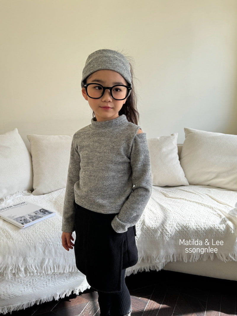 Matilda & Lee - Korean Children Fashion - #littlefashionista - Knit Shoulder Slit Mockneck Tee - 12
