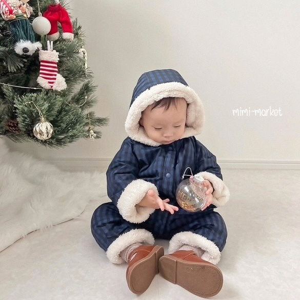 Mimi Market - Korean Baby Fashion - #babyboutique - Check Hooded Suit - 7