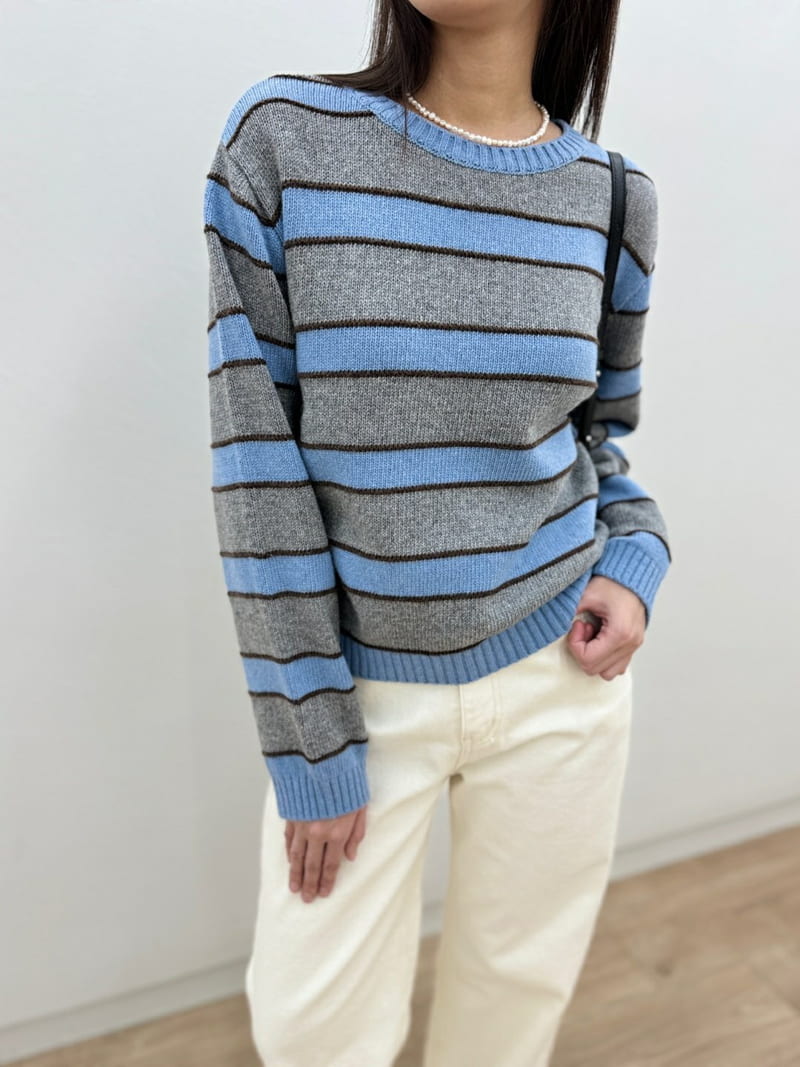 Most - Korean Women Fashion - #momslook - Combo Stripe Knit Sweater - 4