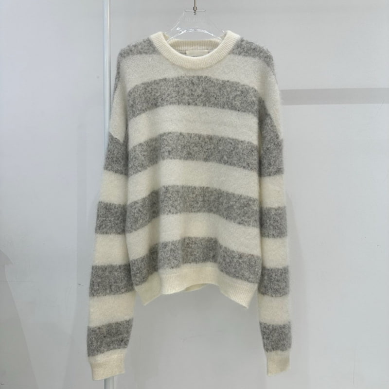 Neroli36 - Korean Women Fashion - #momslook - Mohair Stripe Knit Sweater - 2