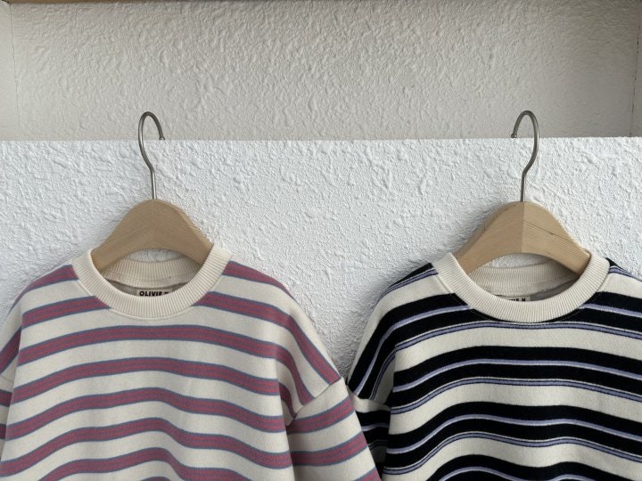Olivie - Korean Children Fashion - #toddlerclothing - Cream Stripe Sweatshirts - 3
