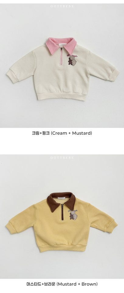Oott Bebe - Korean Children Fashion - #childrensboutique - Happy Otti Collar Swearthirts - 12