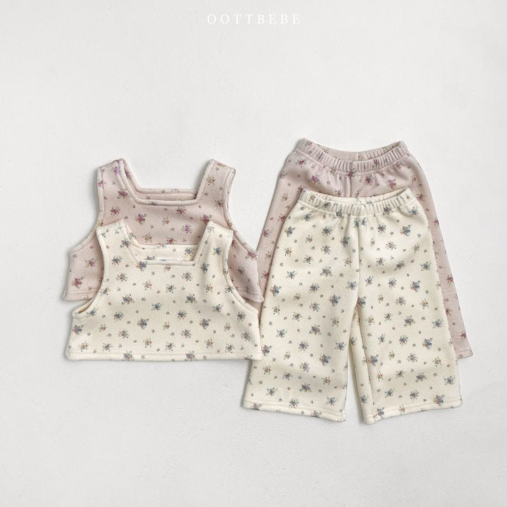 Oott Bebe - Korean Children Fashion - #designkidswear - Winter Flower Top Bottom Set - 6