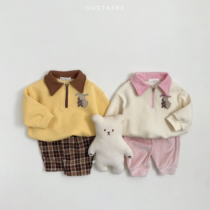 Oott Bebe - Korean Children Fashion - #fashionkids - Happy Otti Collar Swearthirts