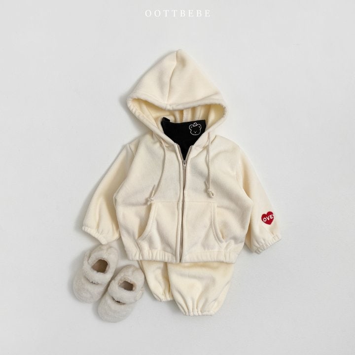 Oott Bebe - Korean Children Fashion - #littlefashionista - Love Ribbed Hooded Jumper - 2