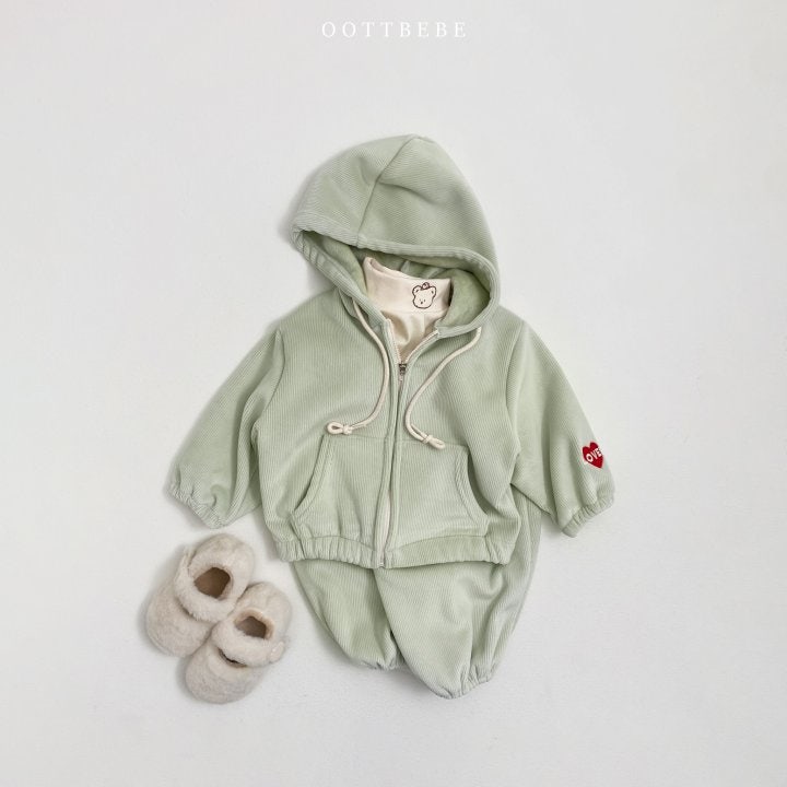 Oott Bebe - Korean Children Fashion - #magicofchildhood - Love Ribbed Hooded Jumper - 4