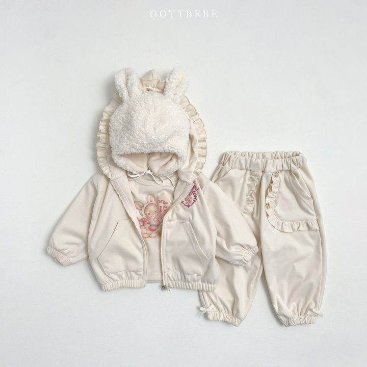 Oott Bebe - Korean Children Fashion - #prettylittlegirls - Frill Hood Zip-up Jacket - 9