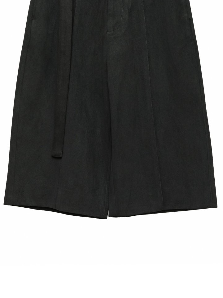 Paper Moon - Korean Women Fashion - #momslook - Lux Vegan Suede Leather Belted Bermuda Trousers - 11
