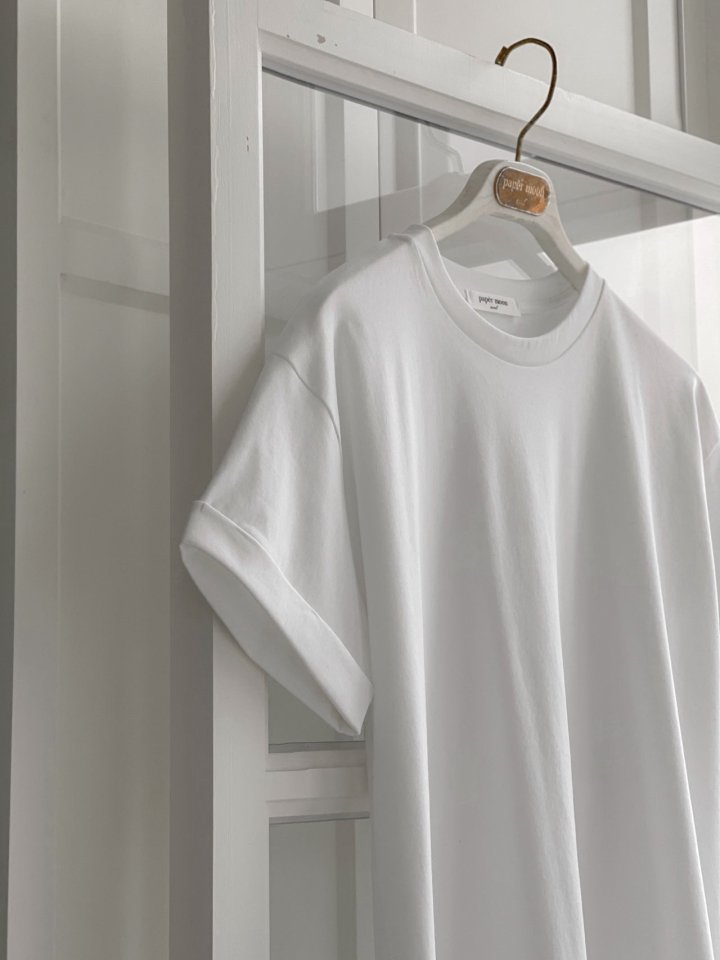 Paper Moon - Korean Women Fashion - #restrostyle - Premium Cotton Rolled Up Tee