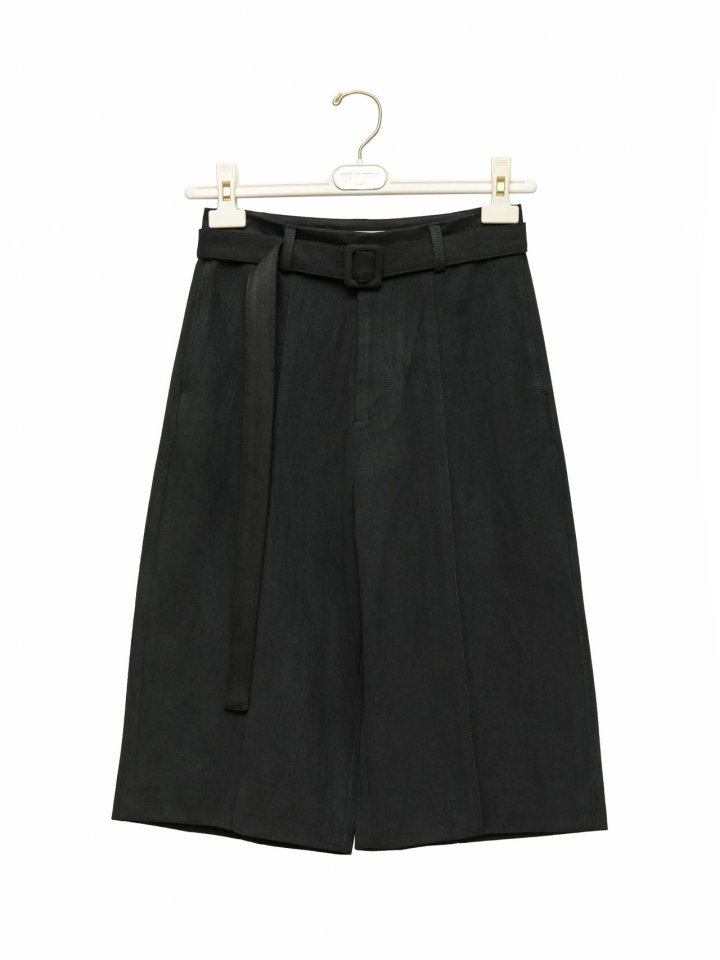 Paper Moon - Korean Women Fashion - #womensfashion - Lux Vegan Suede Leather Belted Bermuda Trousers - 6