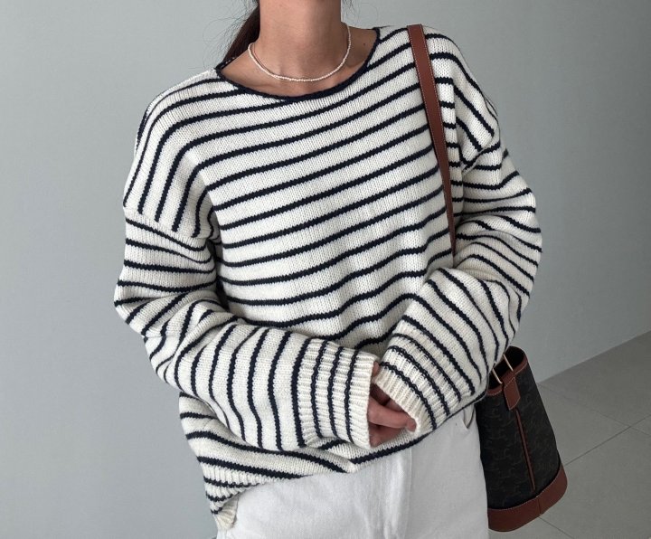 Ripple - Korean Women Fashion - #womensfashion - Buddy Stripe Knit Sweater - 2
