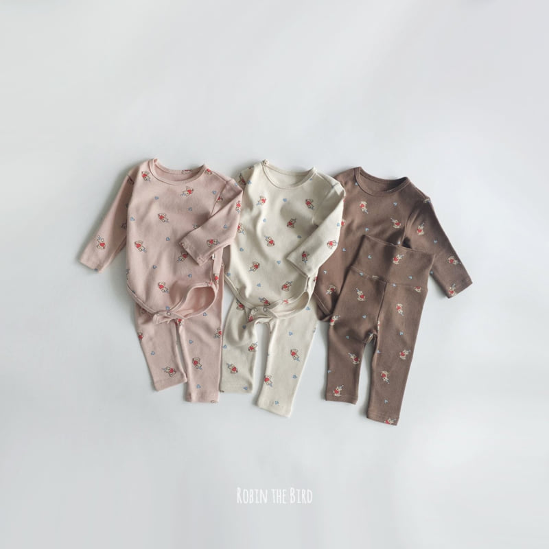 Saerobin - Korean Baby Fashion - #babylifestyle - Heart Bear Fleece Body Suit