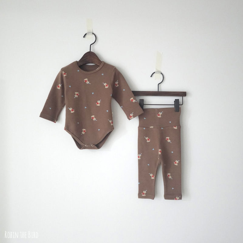 Saerobin - Korean Baby Fashion - #babyootd - Heart Bear Fleece Body Suit - 4