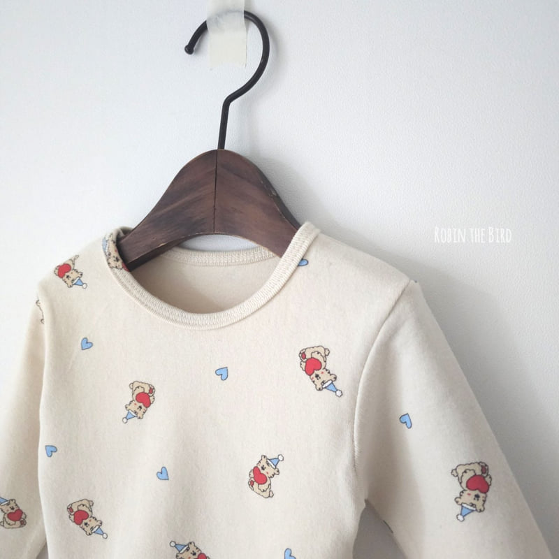 Saerobin - Korean Baby Fashion - #babyoutfit - Heart Bear Fleece Body Suit - 5