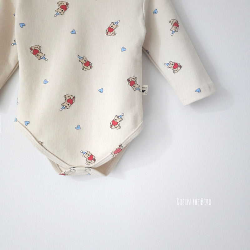 Saerobin - Korean Baby Fashion - #babywear - Heart Bear Fleece Body Suit - 6