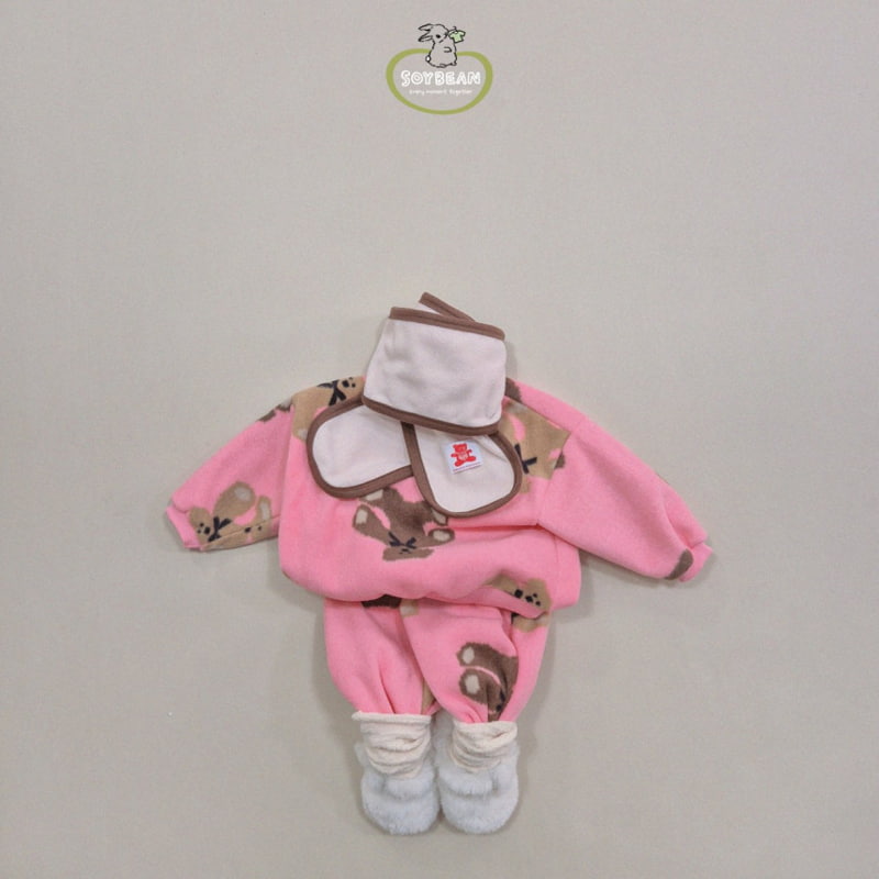 Soybean - Korean Children Fashion - #Kfashion4kids - Teddy Fleece Top Bottom Set - 3