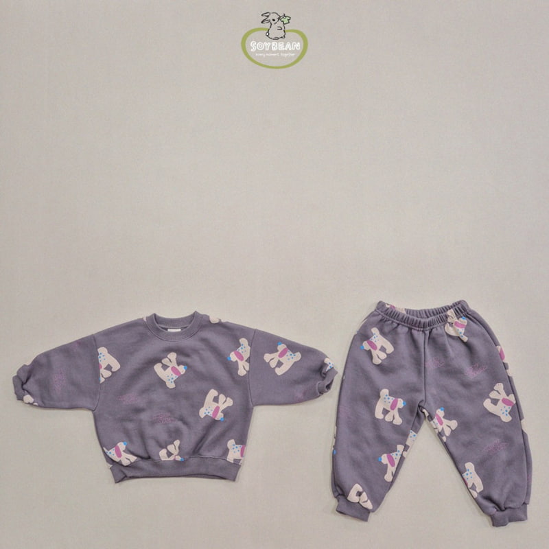 Soybean - Korean Children Fashion - #Kfashion4kids - Fleece Puppy Top Bottom Set - 8
